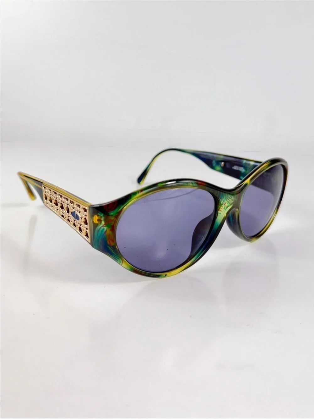 Vintage Dior 2766A 50 Sunglasses Deadstock VFC Box Set Green Gold Cannage